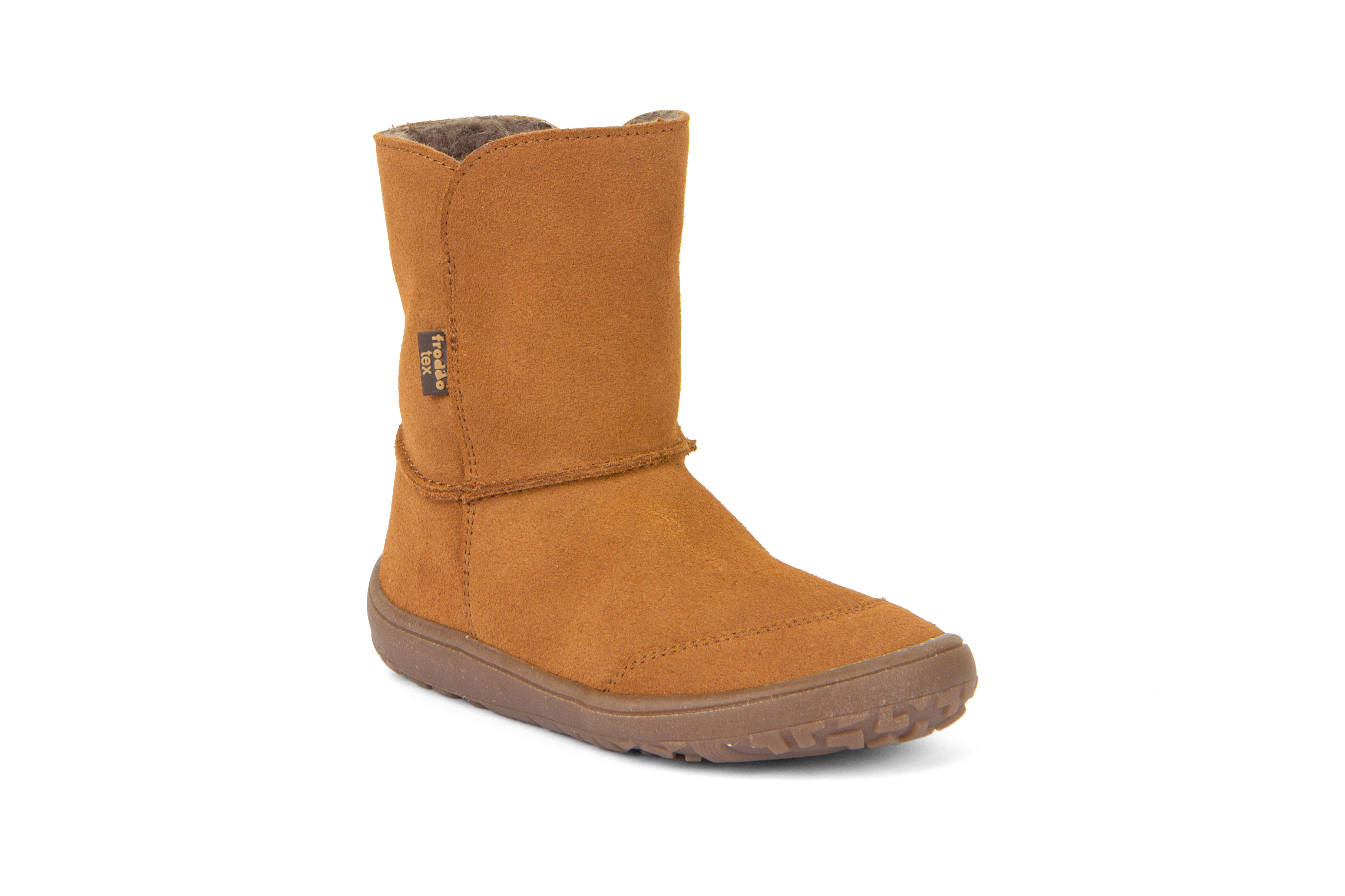 Levně Zimní kozačky Froddo barefoot tex suede COGNAC dětské