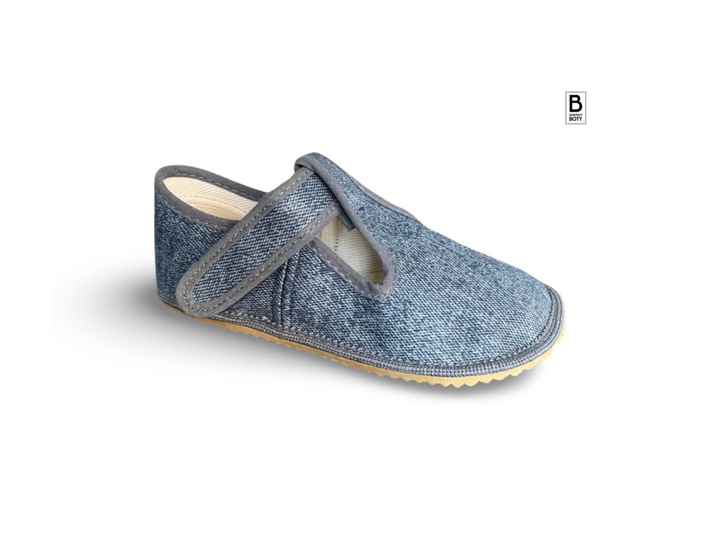 Levně Beda barefoot přezůvky Grey Denim BFN 170020/W