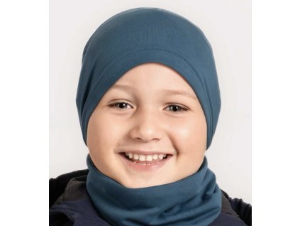 UNUO čepice z teplákoviny, petrolejová