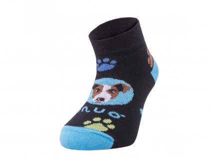 8211 6 bambusove kotnickove ponozky pes tyrkysove bamboo ankle socks printed