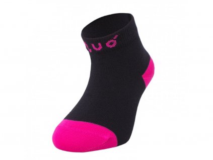 8199 6 bambusove kotnickove ponozky cerne s fuchsiovou bamboo ankle socks