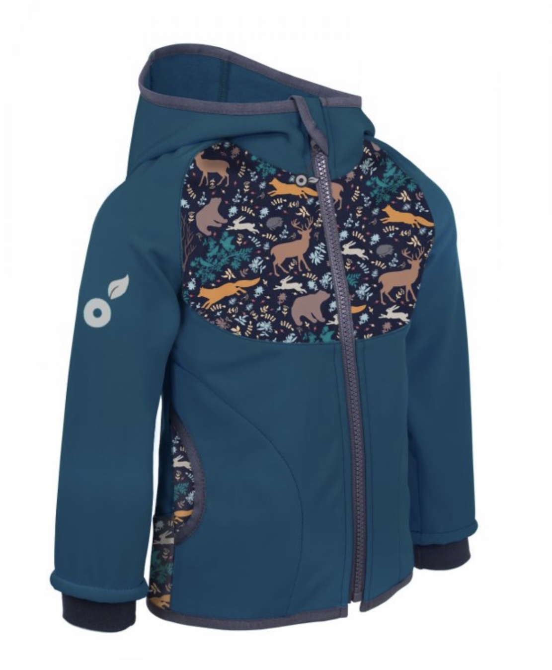 UNUO dětská softshellová bunda s fleecem, kobaltová noční zvířátka Velikost oblečení: 80-86