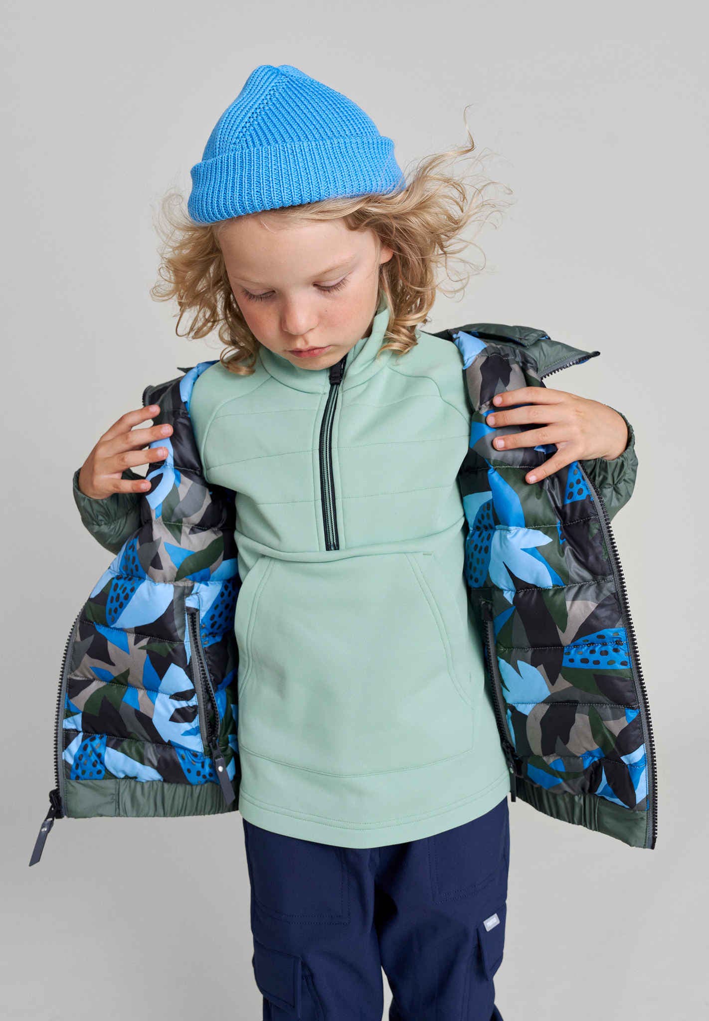 Dětská péřová bunda Reima Finnoo - Thyme Green Velikost oblečení: 140