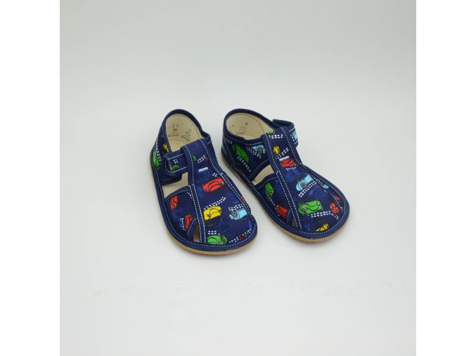 BABY BARE SHOES SLIPPERS NAVY CARS