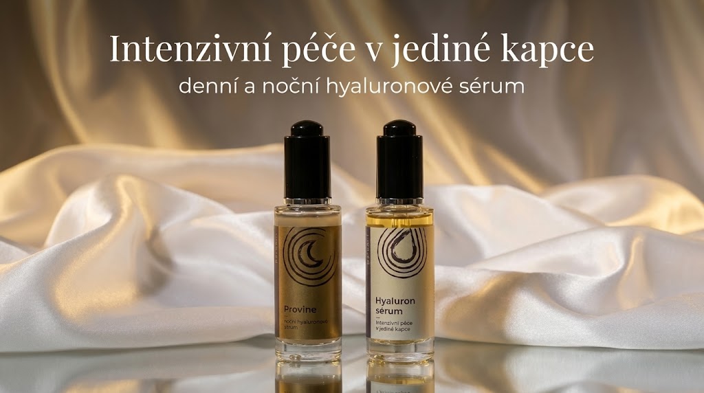 Denní Hyaluron sérum a ProVine noční  hyaluronové sérum s vitamínem C a extraktem z vinné révy