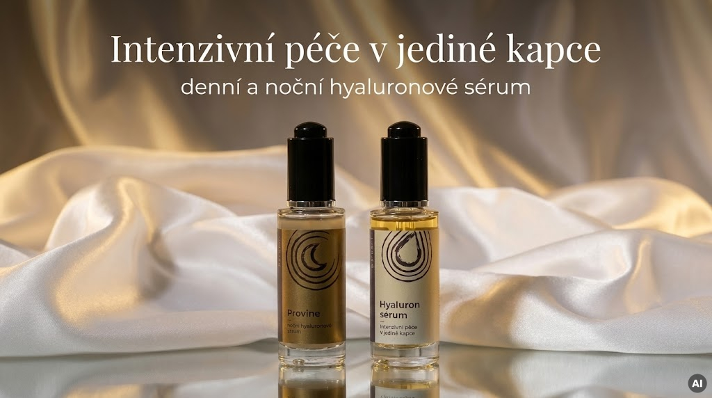 Denní Hyaluron sérum a ProVine noční hyaluronové sérum s vitamínem C a extraktem z vinné révy
