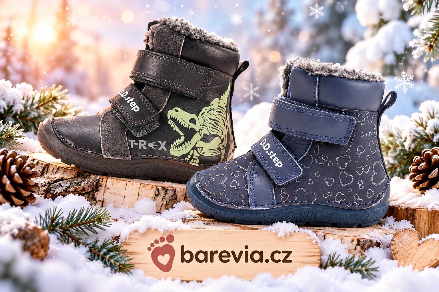 D.D.Step W116: zimní barefoot boty pro děti s kožíškem