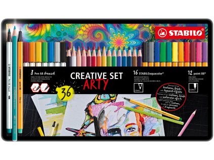 STABILO CREATIVE SET ARTY - 36 ks kovový box