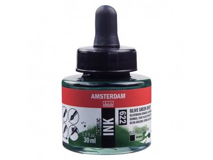 Akrylový inkoust Amsterdam - 622 Olive Green Deep