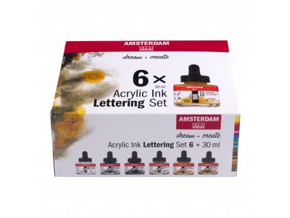 Sada akrylových inkoustů Amsterdam pro Lettering 6 x 30 ml