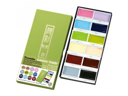 Sada akvarelových barev Gansai Tambi doplňující odstíny 12 ks