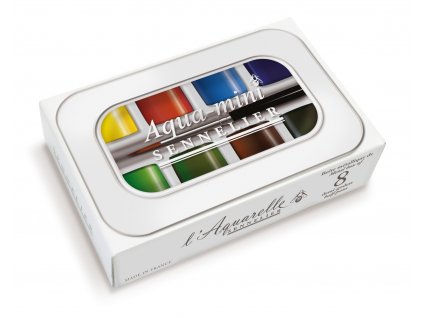 Sada akvarelových barev mini 8 ks + cestovní štěteček Sennelier