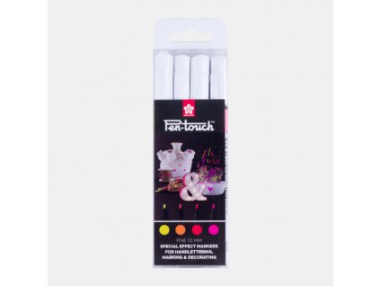 Sada 4 ks fluorescenčních fixů Pen Touch Sakura 1,0 mm