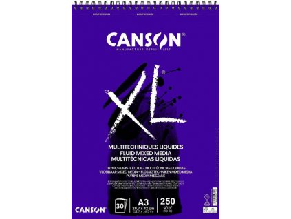 Canson XL Fluid Mixed Media Skicák v kroužkové vazbě A4, 250g, 30 listů