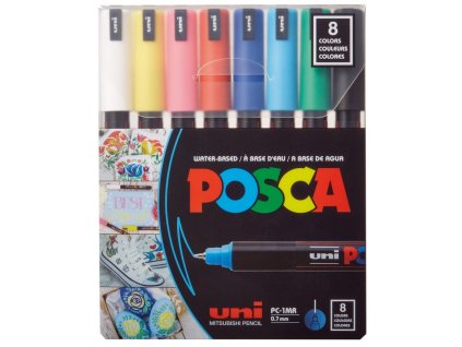 Sada akrylových fixů Posca s kovovým hrotem PC 1MR 0,7 mm, základní odstíny