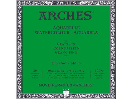 Arches Skicák v lepené vazbě 20 x 20 cm, 300g, 20 listů, CP