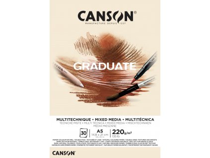 Canson Graduate Mixed Media Natur Skicák v lepené vazbě A5, 220g, 30 listů