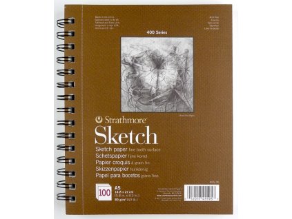 Skicák Strathmore Sketch v kroužkové vazbě 21 x 29,7 cm (A4), 89g, 100 listů