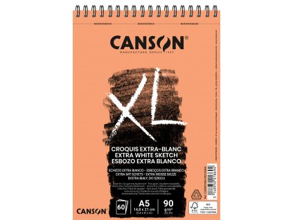 Canson XL Extra White Sketch Skicák v kroužkové vazbě A5, 90g, 60 listů
