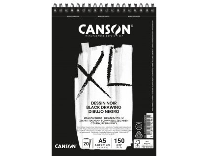 Canson XL Dessin Noir Skicák v kroužkové vazbě A5, 150g, 20 listů