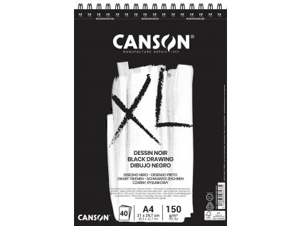 Canson XL Dessin Noir Skicák v kroužkové vazbě A4, 150g, 40 listů