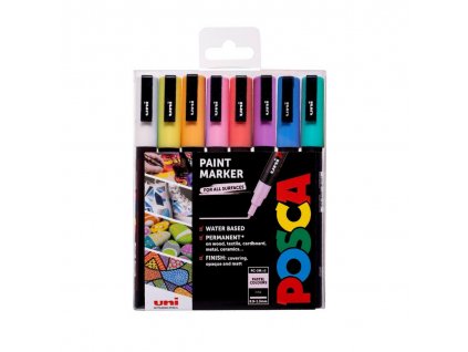 Sada akrylových fixů Posca PC 3M 0,9 1,3 mm, pastelové odstíny, 8 ks