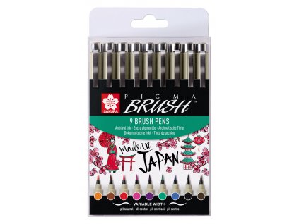Sakura Pigma Brush Sada 9 ks barevných brush penů