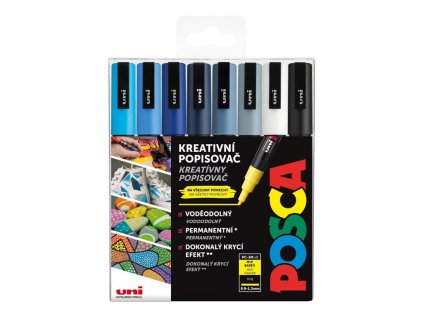 Sada akrylových fixů Posca PC 3M 0,9 1,3 mm, odstíny Winter, 8 ks