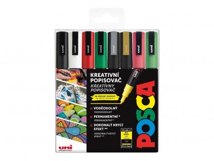 Sada akrylových fixů Posca PC 3M 0,9 1,3 mm, odstíny Christmas, 8 ks