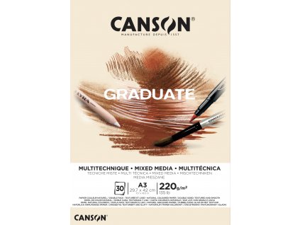 Canson Graduate Mixed Media Natur Skicák v lepené vazbě A3, 220g, 30 listů