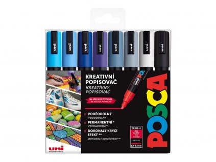 Sada akrylových fixů Posca PC 5M 1,8 2,5 mm, odstíny Winter, 8 ks