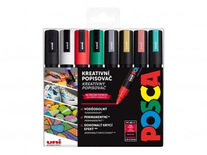 Sada akrylových fixů Posca PC 5M 1,8 2,5 mm, odstíny Christmas, 8 ks