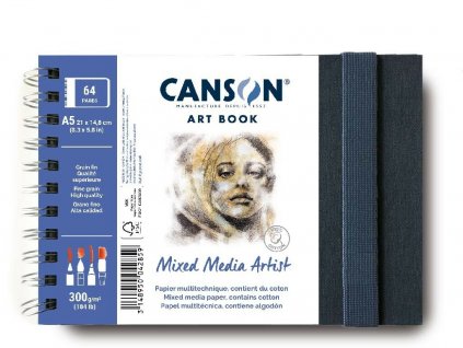 Canson Mixed Media Artist Book v kroužkové vazbě A5, 300g, 28 listů