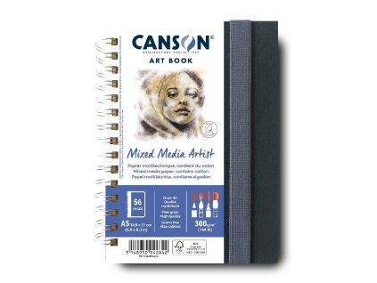 Canson Mixed Media Artist Book v kroužkové vazbě A5 (14,8 x 21), 300g, 28 listů