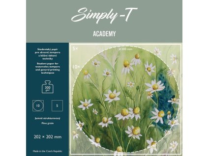 Simply T Skicák pro akvarel v lepené vazbě 20,2 x 20,2 cm FG, 300g, 15 listů