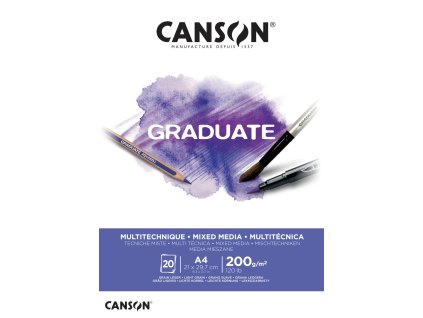 Canson Graduate Mixed Media Skicák v lepené vazbě A4, 200g, 20 listů