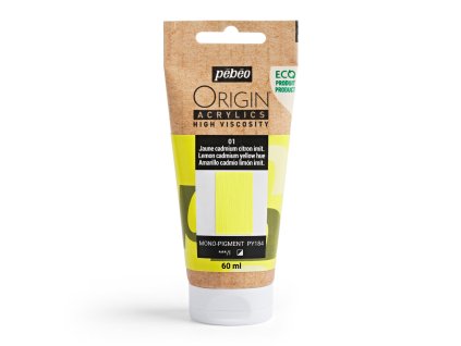 Akrylová barva Pébéo Origin Acrylics - 01 Lemon Cadmium Yellow Hue (Objem 60 ml)