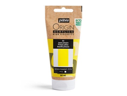 Akrylová barva Pébéo Origin Acrylics - 02 Primary Yellow (Objem 60 ml)