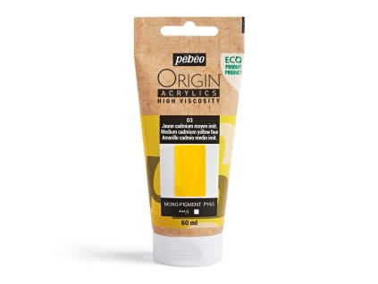 Akrylová barva Pébéo Origin Acrylics - 03 Medium Cadmium Yellow Hue (Objem 60 ml)