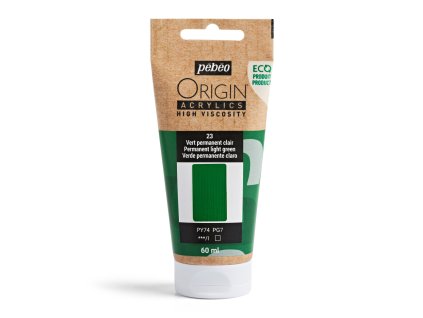 Akrylová barva Pébéo Origin Acrylics - 23 Permanent Light Green (Objem 60 ml)