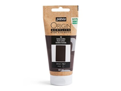 Akrylová barva Pébéo Origin Acrylics - 34 Burnt Umber (Objem 60 ml)