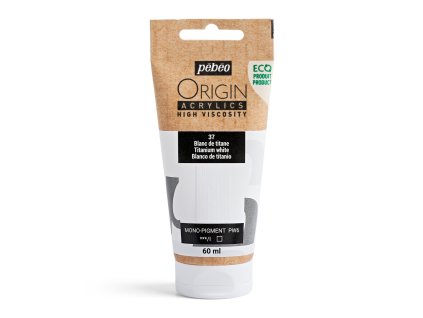 Akrylová barva Pébéo Origin Acrylics - 37 Titanium White (Objem 60 ml)