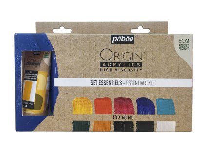 Sada akrylových barev Pébéo Origin Acrylics odstíny Essentials 10 x 60 ml