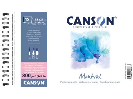 Canson Montval Skicák v kroužkové vazbě 13,5 x 21 cm, HP, 300 g, 12 listů