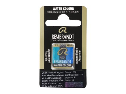 Akvarelová barva v půlpánvičce Rembrandt - 862 Chameleon Violet Blue Green
