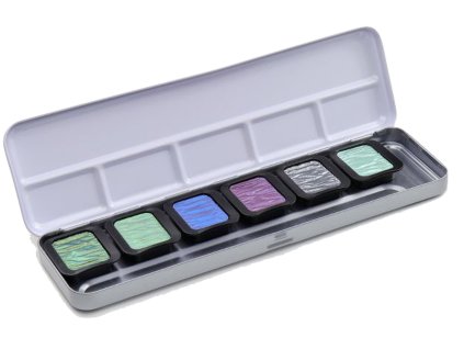 Sada akvarelových barev FINETEC Pearlescent Cool 6 ks