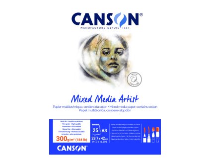 Canson Mixed Media Artist Skicák v lepené vazbě A3, 300g, 25 listů