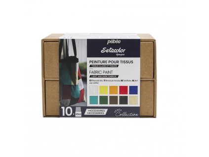 Sada barev na textil Pébéo Setacolor Opaque 10 × 45 ml s příslušenstvím I