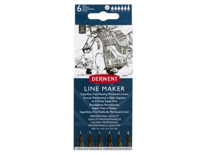 Sada 6 ks technických fixů Derwent Line Maker Black