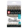 Sakura Pigma Micron Fineliners Sada 6 technických fixů + 1 Brush Pen + 1 Micron PN